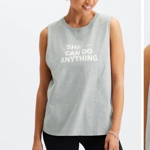 Fabletics She Can Do Anything Gray Tank Top Heathered Gray Medium